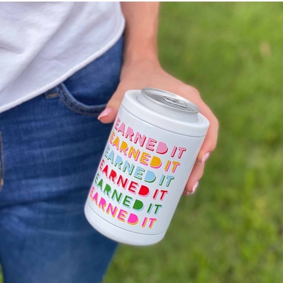 Packed Party stainless steel can cooler earned it beer coozie holder - Picture 2 of 8